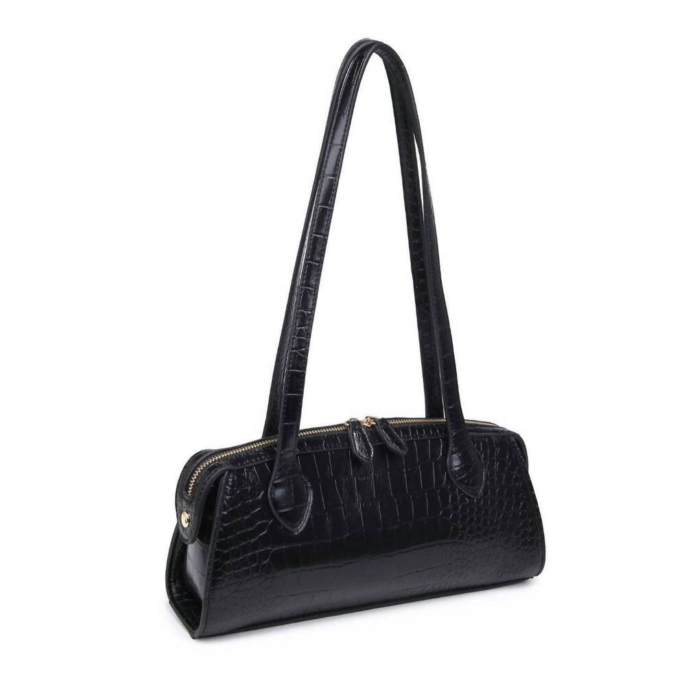 NEW URBAN EXPRESSIONS women's nessa croc print shoulder bag in black